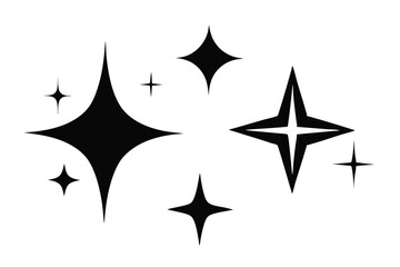 Graphic Image Depicting Several Stars of Varying Sizes and Designs in Black Silhouette Style