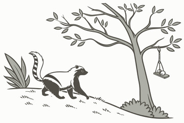 Cute Skunk in Nature: Forest Animal Illustration