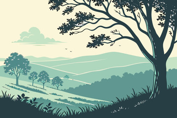  Serene Landscape of Shatgara, Rangpur: Tranquil Nature Illustration