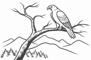  Majestic Eagle Perched on Tree: Detailed Wildlife Drawing