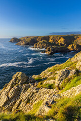 Cap Sizun cliffs meeting the Atlantic ocean in Brittany, France