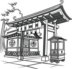 Vector illustrations and sketches of house architecture and urban buildings