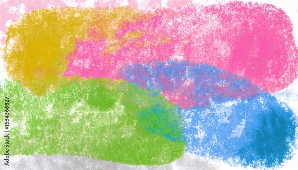 Poster vivid textured abstract background with rough pastel strokes of pink, green, blue, yellow, and gray 