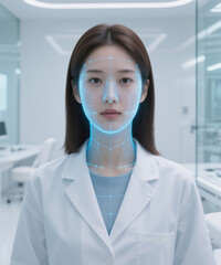 마스크 쓴 여성 의료 과학 뷰티 Masked Woman Medical Science Beauty