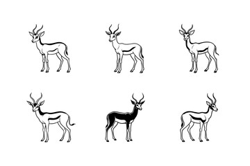 elegant gazelle standing gracefully vector silhouette