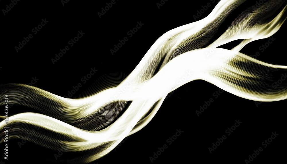 Poster elegant lightwave ribbon on black background with soft luminous lines and dynamic motion curve ideal for modern web design, branding, poster or UI graphic

