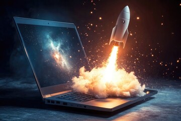 Laptop launching a rocket (2)