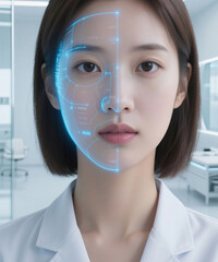 마스크 쓴 여성 의료 과학 뷰티 Masked Woman Medical Science Beauty