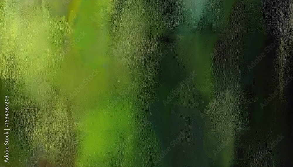 Poster abstract green and black oil painting texture with soft brush strokes and canvas grain for organic b