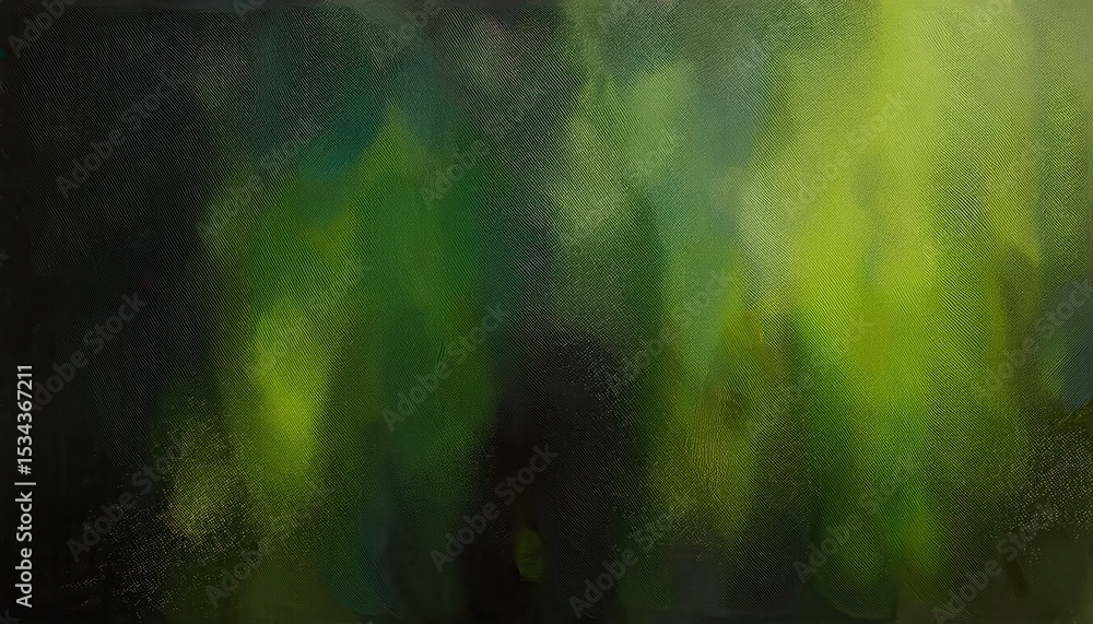 Poster abstract green and black oil painting texture with soft brush strokes and canvas grain for organic b