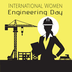 International women engineering day celebration vector illustration for banner, poster, card