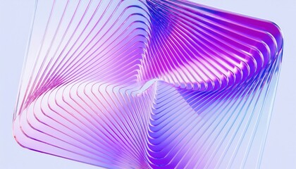 abstract 3d transparent layered square design with iridescent purple and cyan gradient geometry for modern web design, branding, or digital print concept

