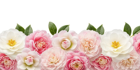 Camellias and Peonies Flower, Soft Layered Blooms, Cut Out