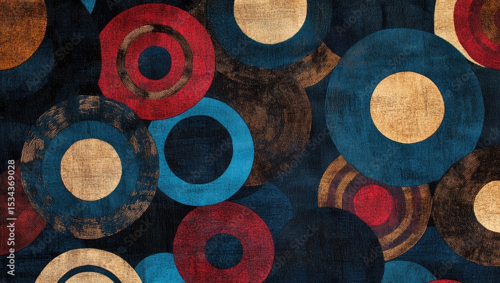 Poster abstract circles in various colors on a dark background