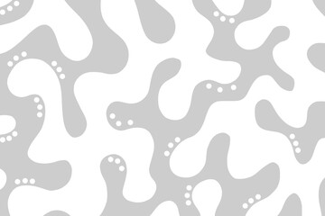 Waves, swirl, twirl, dot, curve texture, in trendy style. Grey and white abstract Background. Hand-drawn design for wallpaper, print, banner, card, textile, decor, etc.