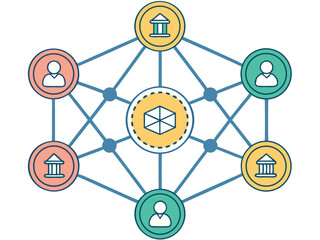 Clean Style Vector Illustration of DAO Member Connectivity  