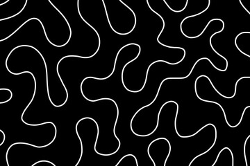 Black and white abstract background. Abstract horizontal background with black waves and white lines. Simple, minimalistic design for wallpaper, decoration, banner, card, print, wrapping paper, etc.