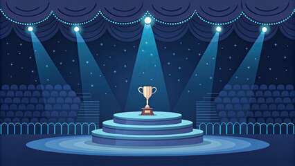Award ceremony stage spotlight winner trophy