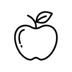 apple with leaf line art vector with white background.