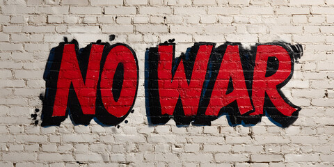 The Call for Peace: A powerful graffiti message boldly proclaims "NO WAR" against the backdrop of a weathered brick wall, expressing a universal desire for peace.