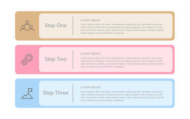 Infographic with icons, 3 steps, business concept of infographics, can be used for infographics, flow charts, presentations, websites, banners, print media.