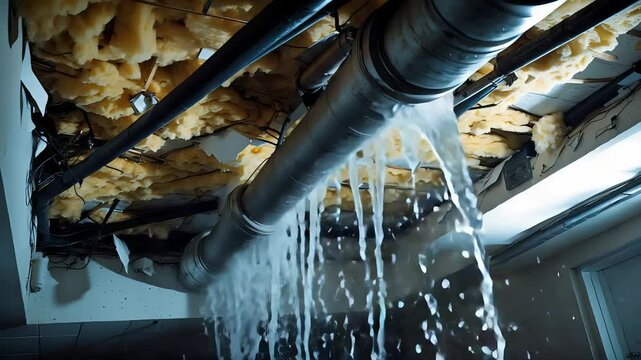 Leaking Pipes Ceiling Water Damage Insulation Flood Repair Indoor Plumbing Issue