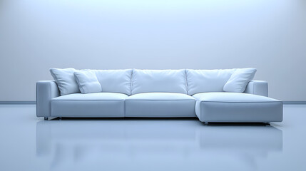 Fototapeta premium Modern White Leather Sofa in a Minimalist Room