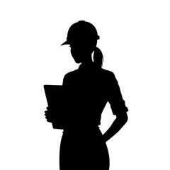 Silhouette of Professional: A silhouette of a female professional stands confidently, clutching a file, symbolizing competence and determination in the workplace.