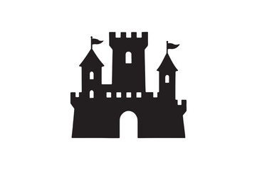 castle silhouette vector art illustration on white background