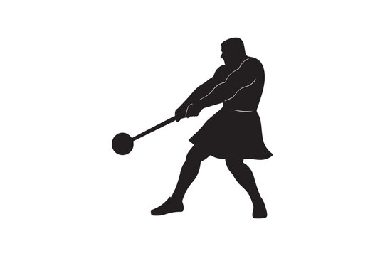 highland games silhouette vector art illustration on white background