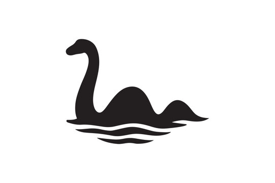 loch ness silhouette vector art illustration on white background