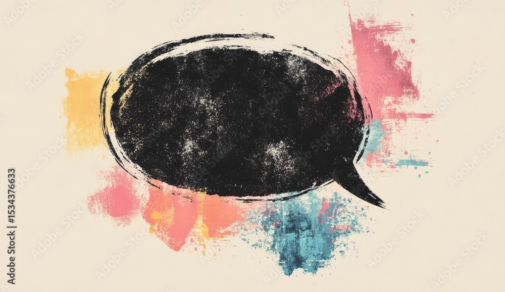 Poster abstract speech bubble with colorful splashes
