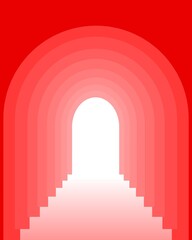 Abstract red arch, door, rainbow shape, ornament isolated on transparent background for poster, cover, decoration, print, banner, template, wallpaper, wall, etc. Modern, futuristic, trendy style.