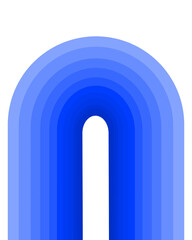 Abstract arch, rainbow shape, door, ornament isolated on transparent background for poster, cover, decoration, print, banner, template, wallpaper, wall, etc. Modern, futuristic, trendy style. Blue