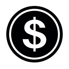 Dollar Sign Vector Icon–Currency Symbol. Representing currency, finance, banking, investment, savings, or e-commerce. Perfect for accounting software, business presentations, and infographics.