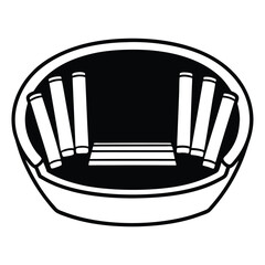 minimalistic black silhouette line-art illustration of an ashtray filled with several cigarette butts