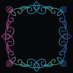 Bright Gradient Colored Mandala Abstract Lace Art.  Neon Frame Border Isolated on background, Retro Birthday Party Greeting card Invitation Design Element Symbol. 