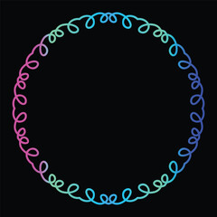 Bright Gradient Colored Mandala Abstract Lace Art.  Neon Frame Border Isolated on background, Retro Birthday Party Greeting card Invitation Design Element Symbol. 