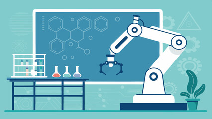 High-Tech Vector Illustration of AI in Molecular Pharma  