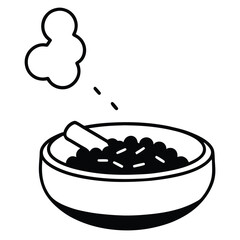 minimalistic black silhouette line-art illustration of an ashtray filled with several cigarette butts
