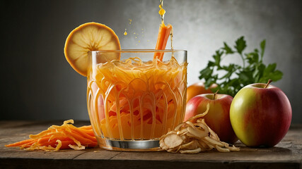 Golden Vortex of Lemon, Ginger, and Turmeric in Healing Juice Swirl