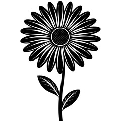 Daisy Flower Vector Illustration – Generative AI and Linocut Silhouette Design