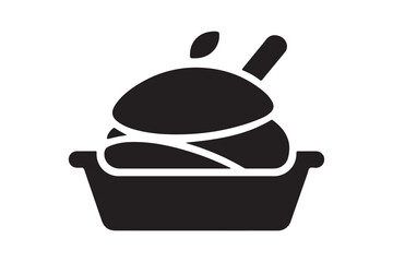 Burger in Takeaway Box Icon Black Silhouette Fast Food Vector on White Background