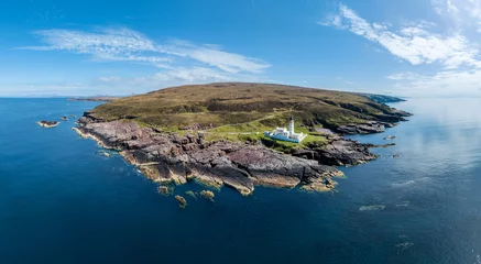 Fotobehang Kust aerial view of Rua Reidh Iighthouse at the rocky west coast of Scotland near Gairloch  © Uwe