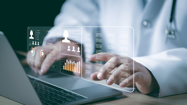 Medical Science Laboratory: Microbiologist Working on Computer with Display Showing Gene Editing Interface. Diverse Multi-Ethnic Team of Biotechnology Scientists Developing Drugs.