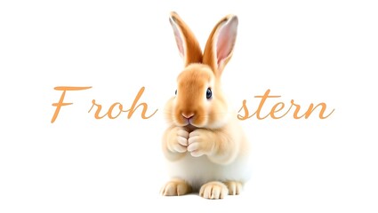 Fototapeta premium Frohe Ostern Grußkarte, Karte mit deutschem Text - Osterhase, isoliert auf weissem Hintergrund