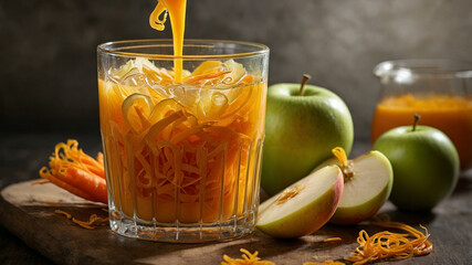 Golden Vortex of Lemon, Ginger, and Turmeric in Healing Juice Swirl