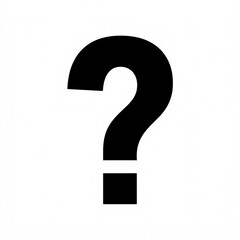 Black Question Mark Icon: A bold, black question mark symbol isolated on a white background.  Simple, impactful, and perfect for conveying uncertainty or inquiry. 