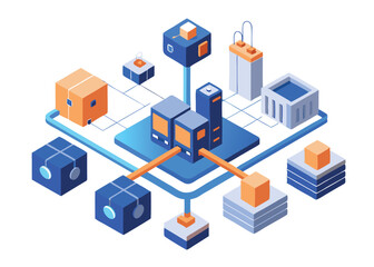 Clean Vector Illustration of Sensor-to-AI Data Integration  
