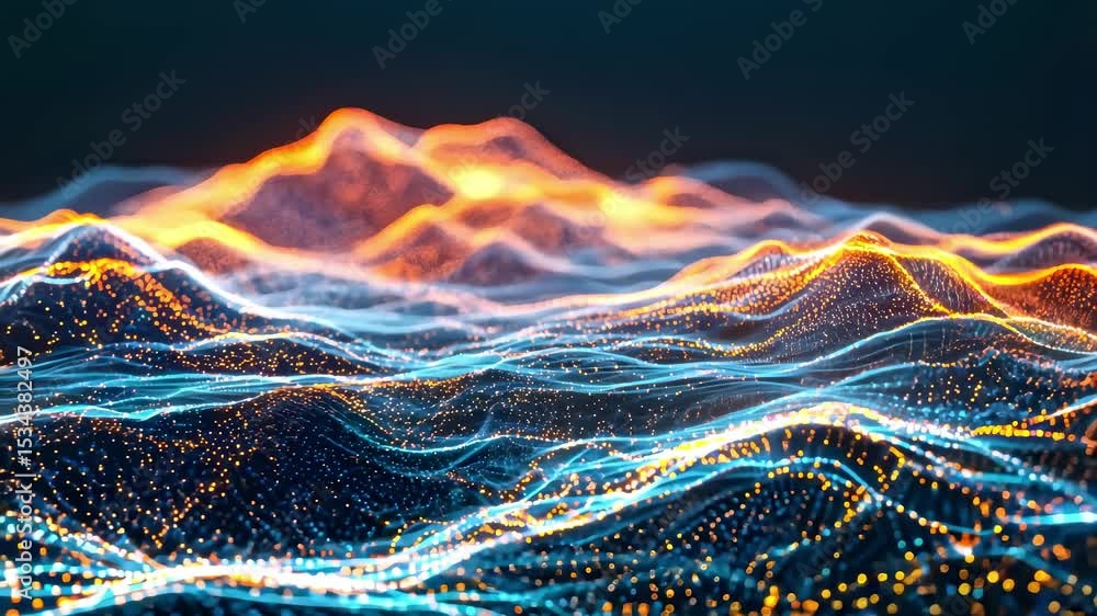 Aufkleber sci-fi digital particle wave data flow background